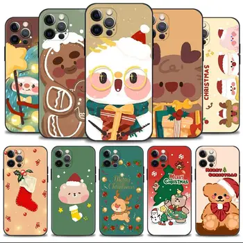 Kreslené Veselé Vánoce Zvířat Telefon kryt Pro Apple iPhone 15 15 11 14 13 12 Pro Max 13 12 Mini XR X XS 7 8 silikonový Kryt Fundas