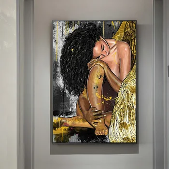 Abstraktní Nahý Anděl Plakáty Sexy Ženy Graffiti Plátno Obraz Zlaté Otisky Umění Nástěnné Obrázky Pro Obývací Pokoj Dekorace Hoom