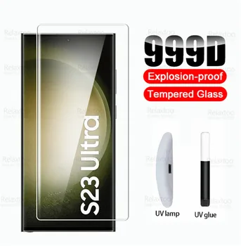 Plné Zakřivené UV Tvrzené Sklo Pro Samsung Galaxy S23 Ultra Screen Protector Sumsung S 23 Plus S23Ultra S23Plus Ochranný Film