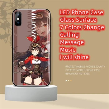 Anime, Dívka, Telefon Kryt Capa Pro XiaoMi 13 12 11 Pro Ultra RedMi K60 K40, K50 Poco F3 Sklo LED Blesk Případě