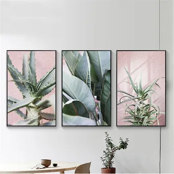 Home Dekor Nordic Malířské Plátno Aloe Listy Zelená Rostlina Obraz Obývací Pokoj Chodba Ložnice Hotel Wall Art Pozadí, Rekvizity DIY