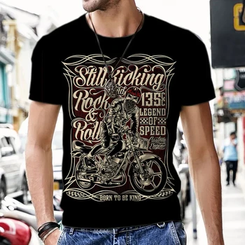 3D tisk T-Košile Pro Muže Vintage Motocykl Graf Ležérní Plus Velikost Krátký Rukáv Top Y2k Módní Streetwear Oblečení Pánské Trika