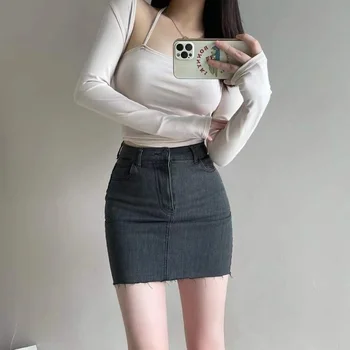 Sukně pro Ženy Denim Dámské Sukně Zip Oblečení Gyaru Džíny, Těsné Mini Zábal Krátké Letní 2023 korejský Styl Premium Trend Y2k