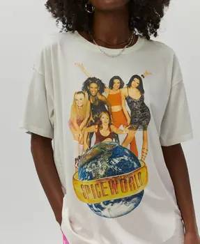 Vintage Spice Girls Spice World 90. letech s Krátkým Rukávem Bílé tričko AN99844