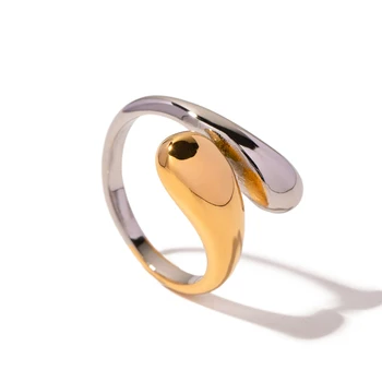 Uworld Nerezová Ocel Barva Odpovídající Twist Prsten Módní Kovové 18K Geometrické Prst Prsten, Náušnice Sada Párty Dárek Pro Ženy