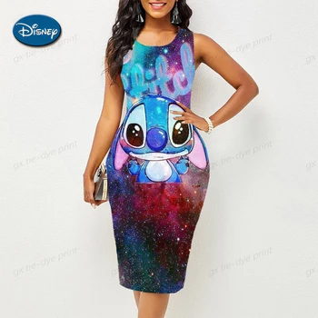 2023 Nové Letní Ženy Disney Mickey Mouse Tisk Vintage Šaty Bez Rukávů Elegantní Dovolenou, Župan Vysokým Pasem Bodycon Ležérní Šaty