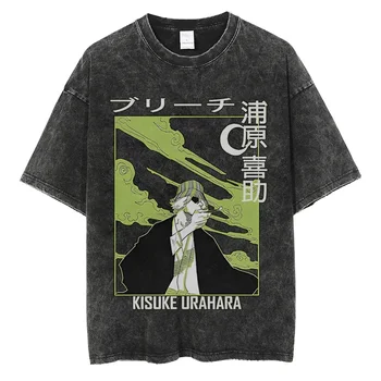 Anime Bleach Vyprané tričko Ryomen Sukuna Grafické T Košile Muži Vintage Ležérní Tričko Bavlna Nadrozměrné Tee Tričko Ženy Muži
