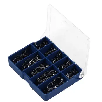 Trvanlivé 1 Sada 100 Ks 10 Velikostí 3# - 12# Black Stříbra Rybářské Háčky S Otvorem Kapr Rybářské Náčiní Carry Box