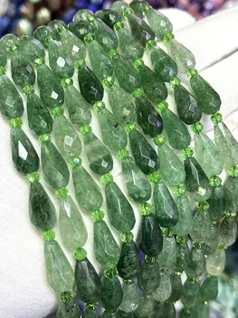 Přírodní Zelené Jahody Crystal Vybočení Ručně Drop Korálky, Tváří Uvolněné Pro Výrobu Šperků DIY Náhrdelník, Náramek 15