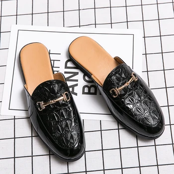 Luxusní Značky Muže Kauzální Boty Italské Půl Boty Pro Muže Mokasíny Vysoce Kvalitní Kožené Značkové Sandály Řízení Obchodní Pantofle