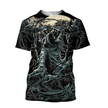 Skull Graphic Pánské T-Košile Pro Muže Letní Krátký Rukáv 3D Tištěné Top Horor Módní Ležérní Nadrozměrné Tee Trička Hip Hop Unisex