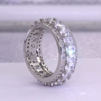 S925 Sterling Silver Ryzí Diamant Šperky Prsten pro Ženy Jemné 6-10 Velikost Svatební Kapely Přírodní Diamant, Drahokam Snubní Prsteny