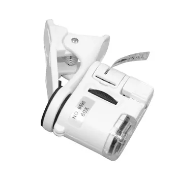Lupa 60X Mobilní Telefon Mikroskop, Lupa S LED Univerzální Mobilní Telefon Zvětšovací Sklo, Makro Zoom Objektiv Fotoaparátu Klip