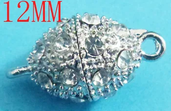60PCS 12 MM Stříbrný Pozlacený Silné magnetické kovové spony, náhrdelník, spona