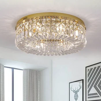 Nordic Luxusní Křišťálové Stropní Lustr Moderní Gold Chrome Led Přívěsek Světlo pro Obývací Pokoj Ložnice Hotel Hall Vnitřní Dekor