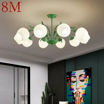 8M Zelený Lustr Světlo LED Tvůrčí Jednoduchý Svěží Design Sklo Přívěsek Visí Lampy pro Domácí Obývací Pokoj Ložnice