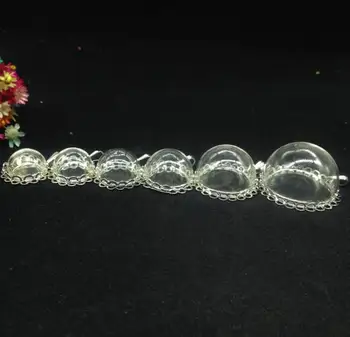 100ks mix velikost duté půl Sklenice, kryt dvojité krajky základny konektor sada skleněných lahviček přívěsek DIY skleněné koule řemesla náhrdelník
