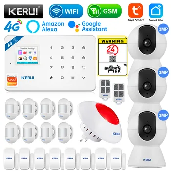 KERUI W184 Tuya Ochranu Zabezpečení Smart Home GSM 4G WI-fi Alarm Anti Theft Security Alarm Systém Kit Senzor 6 Jazycích Garáži