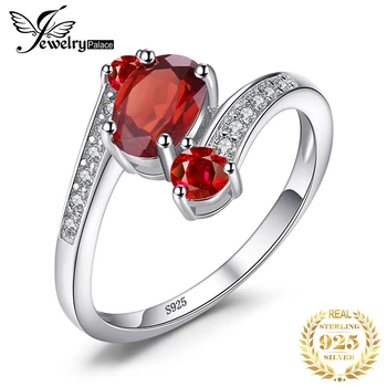 JewelryPalace 3 Kameny Originální Červený Granát 925 Sterling Silver Ring pro Ženy Kameny, Jemné Šperky, Snubní Zásnubní Dar