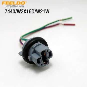 FEELDO 2ks Auto 7440/W3X16D/W21W/T20 LED Žárovky směrová Světla Zásuvky Kabelového svazku Konektory Konektor #CA3818