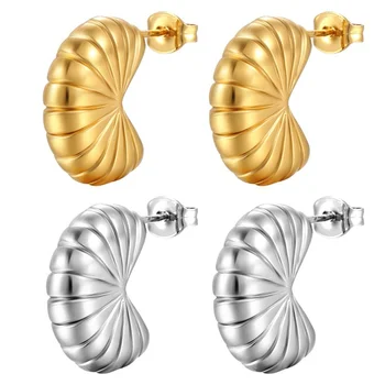 Minimalistický Shell Tvar Zlatý Klip Huggie Hoop Drop Náušnice Houpat, Pro Alergiky, Lehký, Non-Piercing Možnost