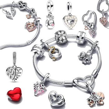 Na new925 sterling Silver Láska Srdce Kolekce Srdce Kouzlo Korálků a Srdce a Anděl Přívěsky jsou vhodné pro ženy, šperky