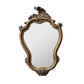 Marnost Zlaté Nástěnné Zrcadlo Luxusní Starožitné Ložnici Psací Stůl Zrcadlo Estetické Evropské Kovové Espejo Decorativo Domácí Dekoraci