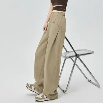 Ženy Vysokým Pasem, Volné Rovné Kalhoty Širokou Nohu Ženské Y2k Ležérní Kalhoty Streetwear Vintage Pytlovité Kalhoty