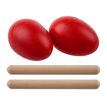 1 Pár Plastové Bicí Hudební Egg Maracas Třepačky Červené a 2ks Bicí Rytmus Hole Děti Hudební Hračka Dárek