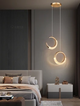 Světlo Luxusní Noční Ložnice Přívěsek Světlo Moderní Módní Dlouhé Linie Světla Čistý LED Měsíc, Kruh, Tvar, Dekorativní Světlo