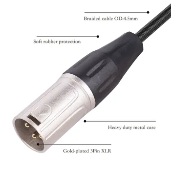 Mikrofon Adaptér Kabel XLR Samec Na 1/4 (6,35 mm) Palcový Kabel Samice Calbe pro Pro Audio Použití Černé Elektrické Nástroje, Díly