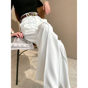 Ženy Office Lady Long Kalhoty Vintage Vysokým Pasem Dámské Kalhoty Baggy Korejské 2023 Jarní Letní Široké Kalhoty Nohy Ženy Q681