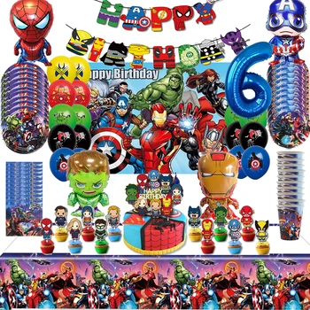 Avengers Superhrdina Narozeniny, Party Dekorace Banner Balón Nádobí Pozadí Avengers Miminko Party Dodávky