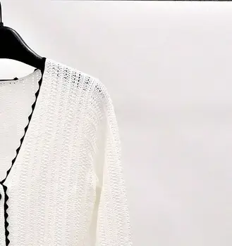 Na podzim roku 2022 Dámské Bílé Výřez Šaty Hluboký Výstřih Půl Rukávy Patchwork Pletené Elegantní Party Maxi Šaty