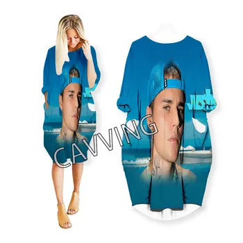Justin-Bieber 3D Tisk Ženy Streetwear Ženy NÁM Velikost Šaty Módní Harajuku Krátký Rukáv Šaty Ženy Oblečení