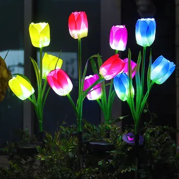 Solární Tulipán Zahradní Světlo Venkovní IP65 Vodotěsný Květiny, Trávník Lampy pro Cestu Zeleniny Zahradní Terase Dvoře Svatební Dekorace