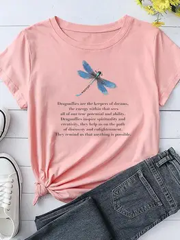 Vážka Dopis Trend Roztomilé Letní Tričko Ženy Lady Příležitostné Tisk Karikatura Oblečení, Módní Trička T-Shirt Graphic T Top