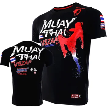 Pánské Muay Thai T Košile Běží Sportovní Fitness Krátký Rukáv Venkovní Box, Wrestling Teplákové soupravy Letní Prodyšný Rychlé Suché Tees