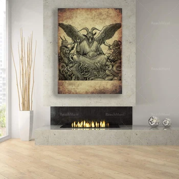 Baphomet Okultní Vytisknout Plakát, Okultní Plakát, Satanské Dekor, Satanské Ilustrace, Gothic Dekorace, Umění Čarodějnictví
