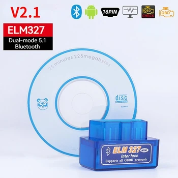 Nové Mini ELM327 V2.1 Bluetooth OBD2 Auto Diagnostický Skener Dual-mode Automatické Rozsudek 5.1 Bluetooth Car Chyba Detektor