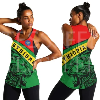 Novéhomóda Africe Kraj Etiopie Reggae Lev Tetování 3DPrint Letní Ležérní Fitness Žen Racerback Vesta bez Rukávů TankTop X4
