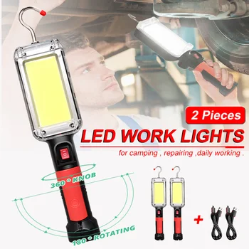 2KS COB Světlo Pracovní Přenosné USB Nabíjecí LED Svítilna 18650 2 Režimy 70000 Lumenů Vodotěsný Magnet Design Táboření Světlo