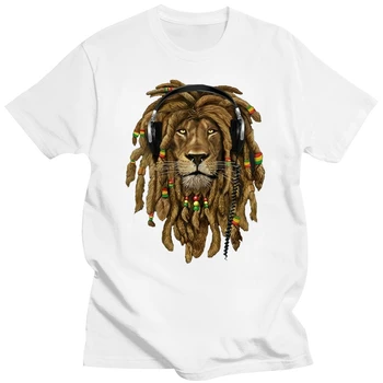 Rasta Lev z kmene Juda T-shirt Sluchátka Jamajský Rastafari Zion Tričko MUŽI TRIČKO unisex letní bavlněné t košile
