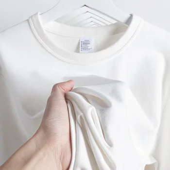 Harajuku Oversize 100%Bavlna T-shirt Unisex 2023 Létě O-neck Topy Dlouhý Rukáv Pár Retro Plná Barva t košile Black White