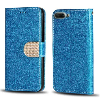Bling Diamond Kožená Peněženka Kožené Pouzdro Pro Huawei Honor Zobrazení 10 telefon kryt