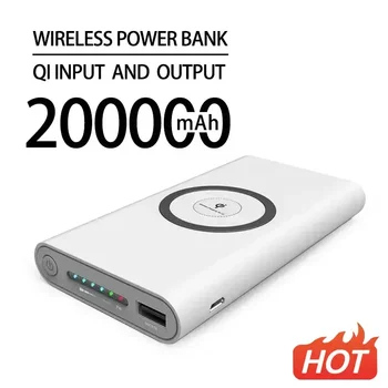 200000mAh Power Bank Ultra-Velká Kapacita Mobilní Napájení Vestavěné Bezdrátové Nabíjení Kabel Přenosný Trezor Zdarma Shipp