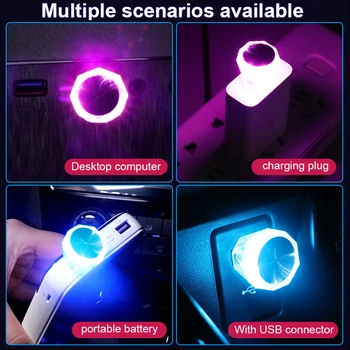 USB auto Atmosféru Lampa Bezdrátové Flash Barevné Světlo Auto Dekorace, Osvětlení, Noc, Světla, Počítač, Mobilní Napájení Nabíjení