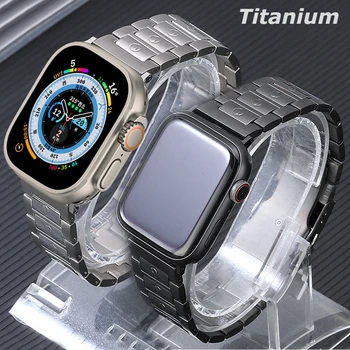 Kovový titan Luxusní Kapela Pro Apple Watch Série 8 45mm Ultra 49mm Zápěstí Popruh Pro iWatch 8 7 41mm 45 6 se 5 4 3 42 MM 44 mm 40 mm