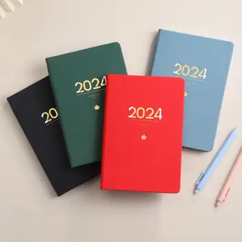 2024 Měsíční Plánovač Umělé Kůže Kryt 12 Měsíců A5 Kalendář Notebook 155 Listů Drátěná Vazba Měsíční Záložky Agendy Kniha