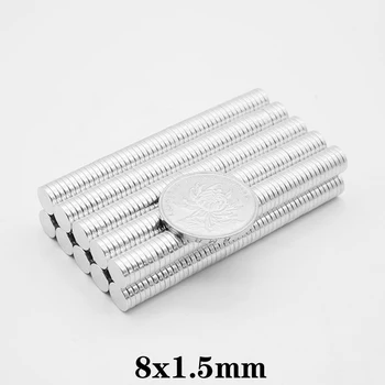 20~800PCS 8x1.5 mm kruhový Malý Magnet silný 8mmx1.5 mm N35 Neodym Magnet disk Dia 8x1.5 mm Trvalé NdFeB Magnet 8*1.5